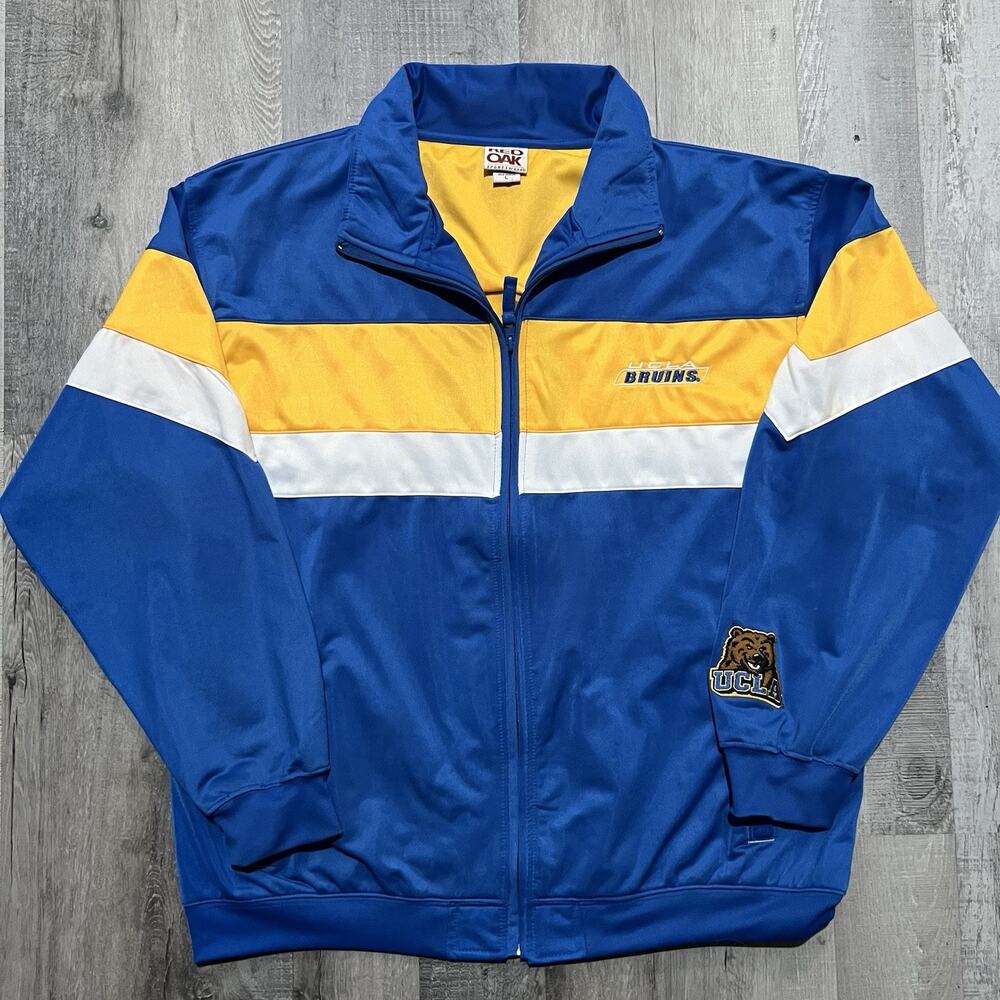 Vintage Red Oak UCLA Bruins Full Zip Warm Up College Jacket Blue/Yellow Y2K L